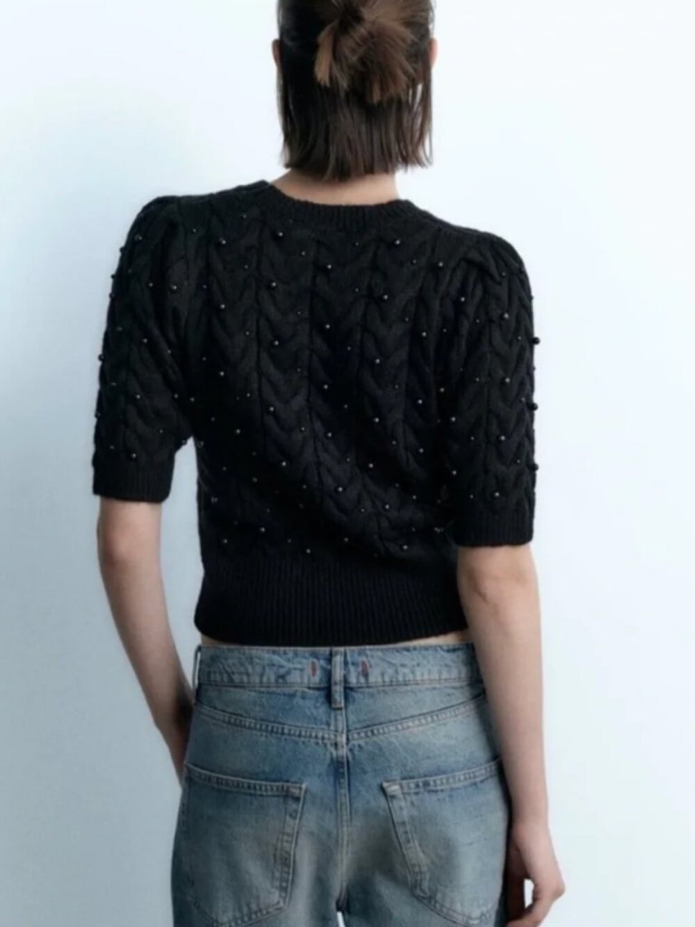 Zara black pearl sweater top - Picture 2 of 6